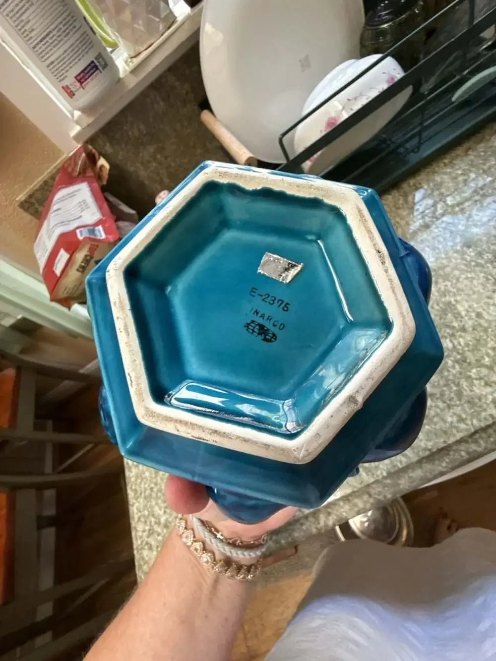 Vintage Inarco Mood Indigo Blue Fruit Cookie Jar Canister E-2375